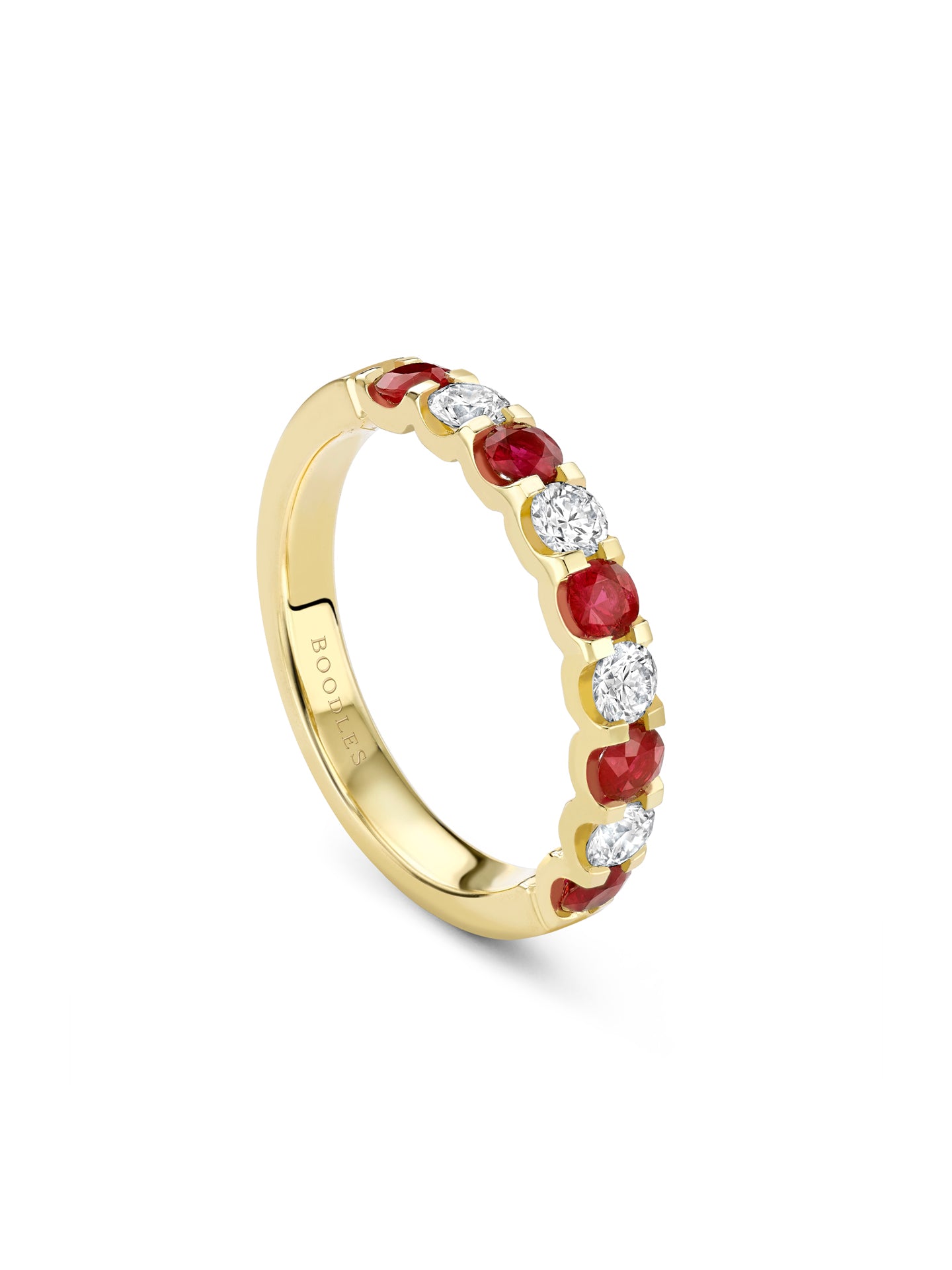 Ruby and diamond hot sale eternity band yellow gold