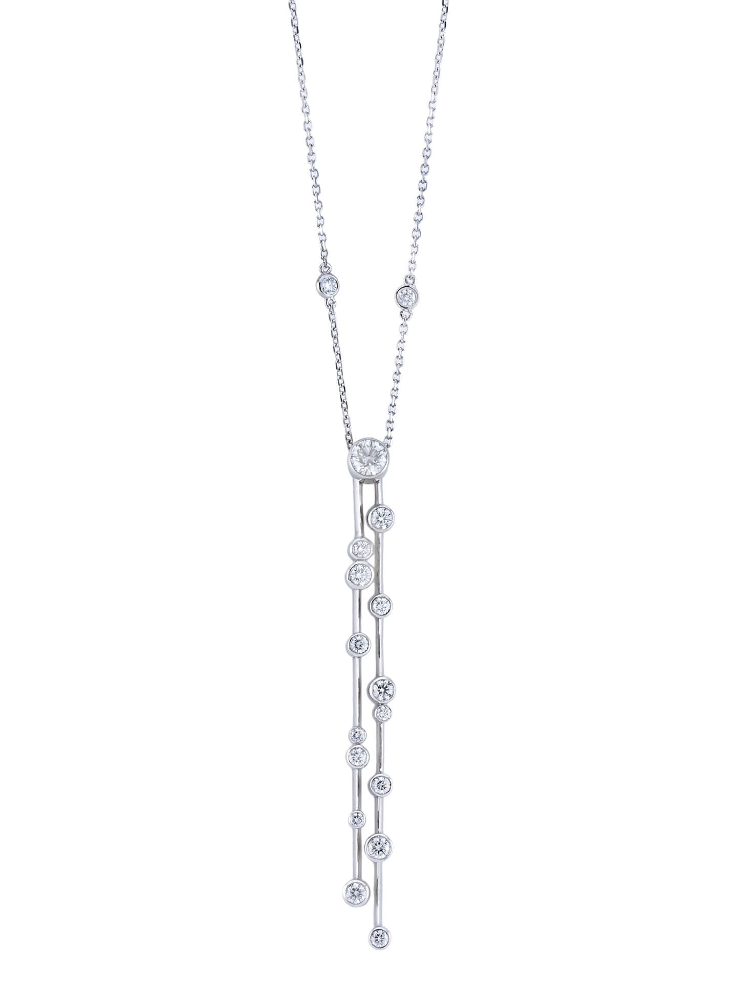 Raindance Double Drop Platinum Diamond Pendant | Boodles