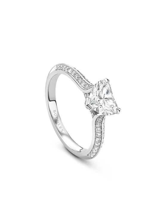 Petal Heart Platinum Diamond Engagement Ring