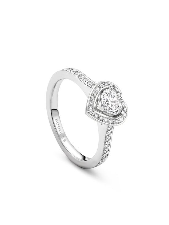 Vintage Heart Platinum Diamond Ring