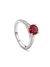 Petal Round Ruby Platinum and Rose Gold Ring