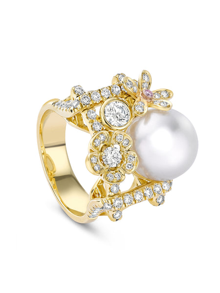 Secret Garden Pearl Yellow Gold Ring