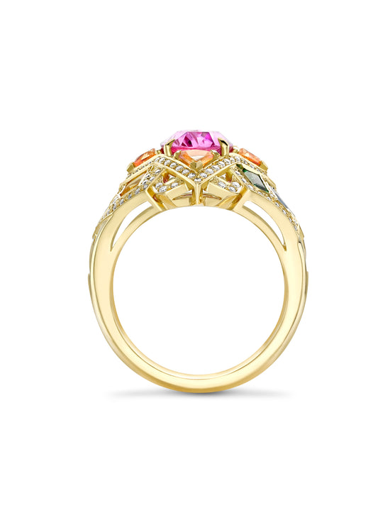 A Family Journey Barcelona Pink Sapphire Yellow Gold Ring