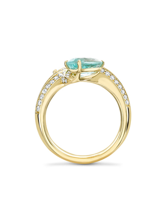 Olympian Paraiba Diamond Yellow Gold Ring