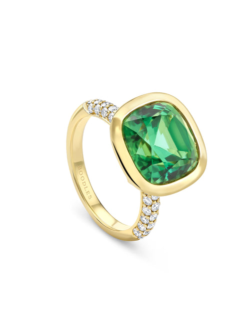 Florentine Dolce Vita Green Tourmaline Yellow Gold Ring