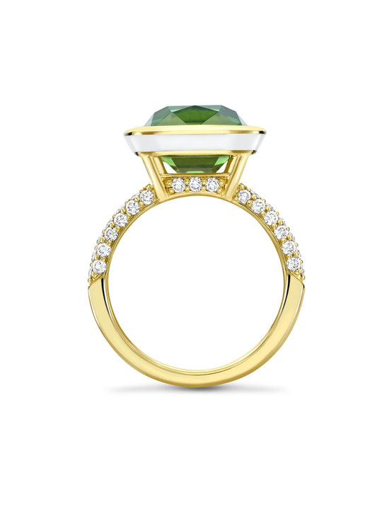 Florentine Green Tourmaline Yellow Gold Ring