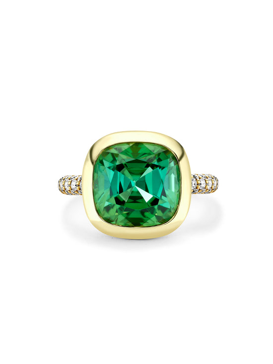 Florentine Green Tourmaline Yellow Gold Ring