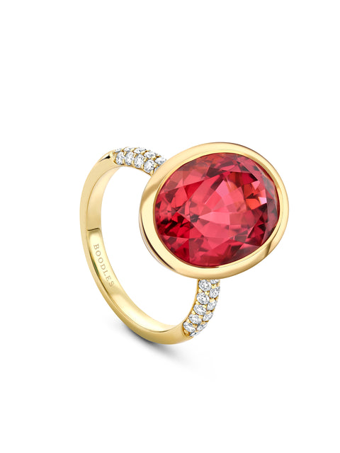 Florentine Dolce Vita Pink Tourmaline Yellow Gold Ring