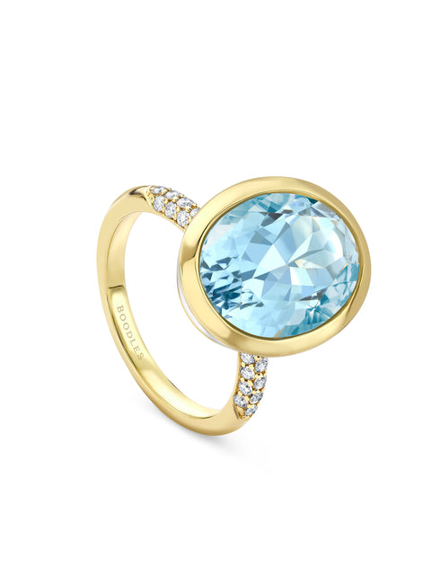 Florentine Dolce Vita Oval Aquamarine Yellow Gold Ring