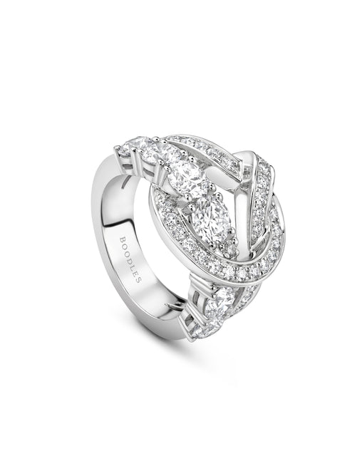 The Knot Large White Gold Diamond Ring