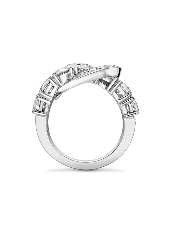 The Knot Large White Gold Diamond Ring