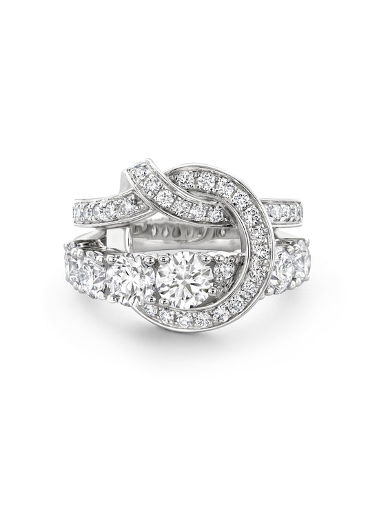 The Knot Large White Gold Diamond Ring