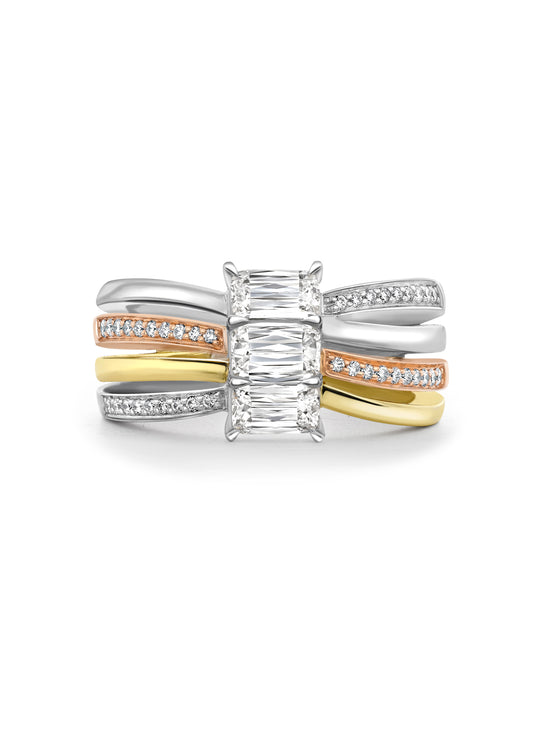 Ribbons Ashoka Tri Colour Diamond Ring