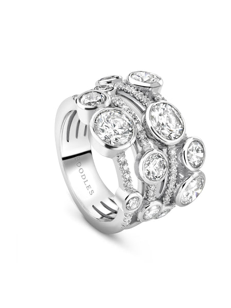 Waterfall Mega Platinum Diamond Ring