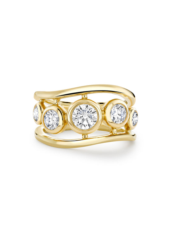 Beach Diamond Yellow Gold Ring