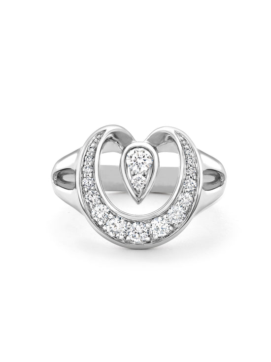 Lucky Platinum Diamond Horseshoe Ring