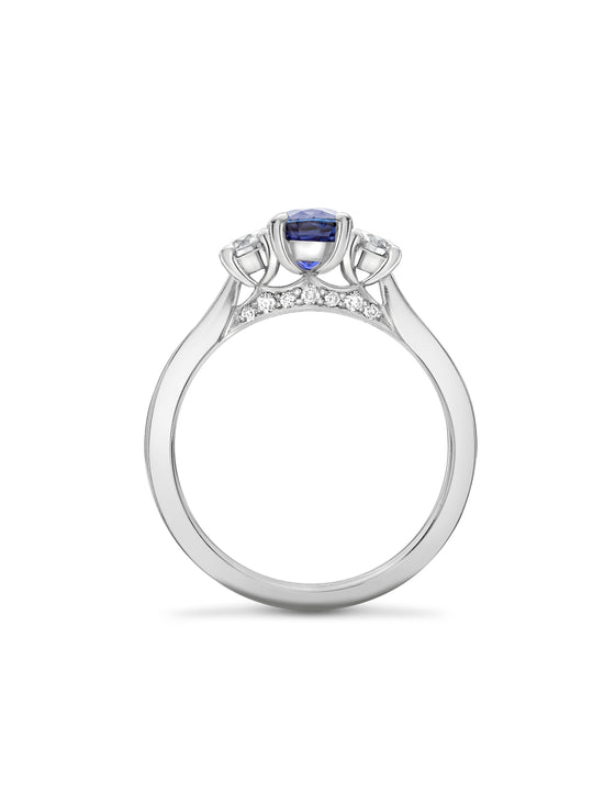 Trilogy Sapphire Diamond Platinum Engagement Ring 1 carat (approx.)