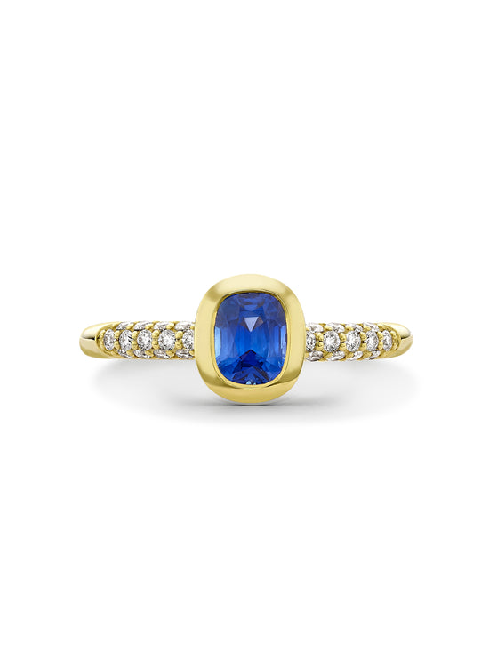 Florentine Dolce Vita Cushion Sapphire Yellow Gold Ring