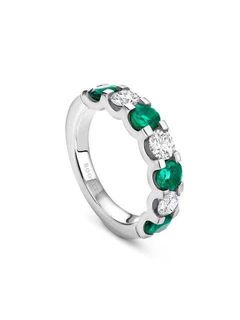 Classic Evermore Medium Emerald Diamond Platinum Eternity Ring