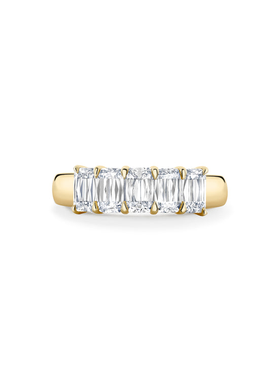 Classic Five Stone Ashoka Diamond Yellow Gold Eternity Ring