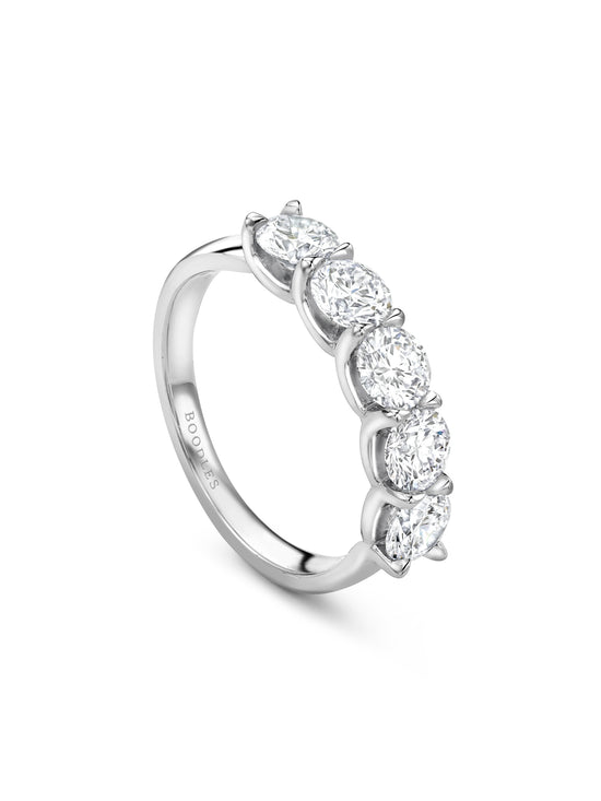 Classic Five Stone Round Brilliant Diamond Platinum Ring