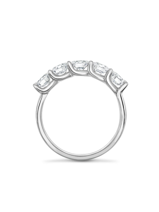 Classic Five Stone Round Brilliant Diamond Platinum Ring