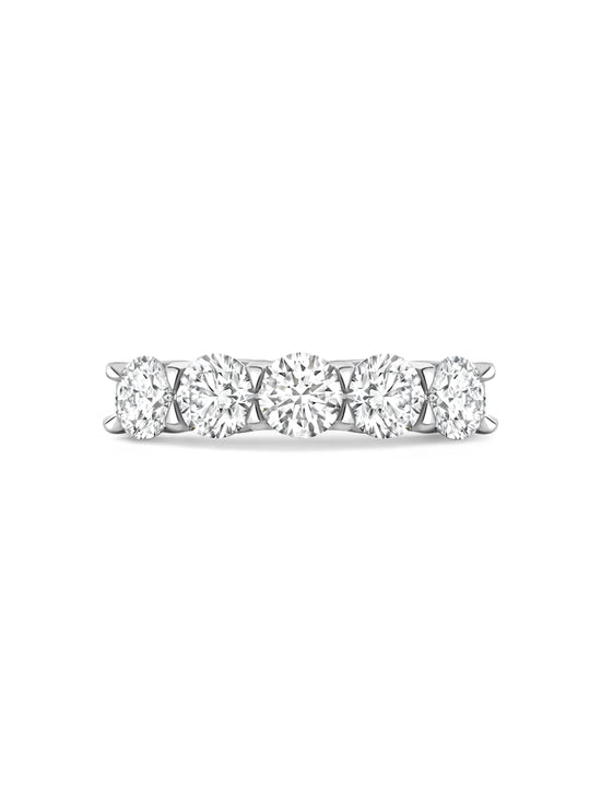 Classic Five Stone Round Brilliant Diamond Platinum Ring