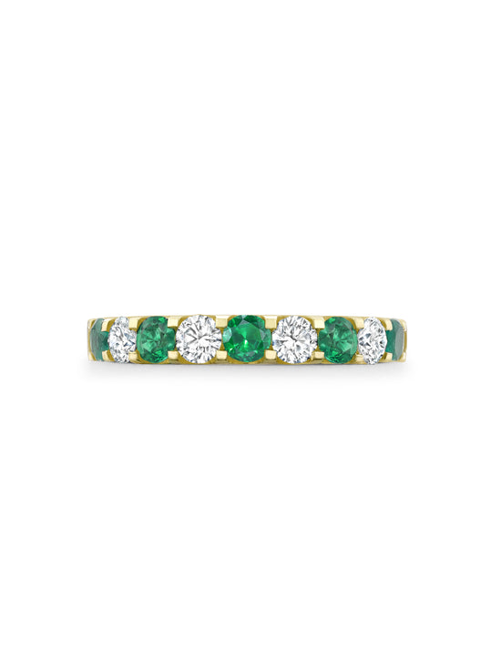 Classic Emerald and Diamond Yellow Gold Eternity Ring