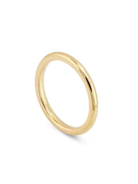 Classic Men's Court Shaped Yellow Gold Band (2mm Width)