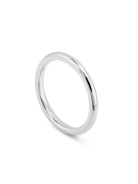 Classic Court Shaped Platinum Wedding Band (2mm Width)