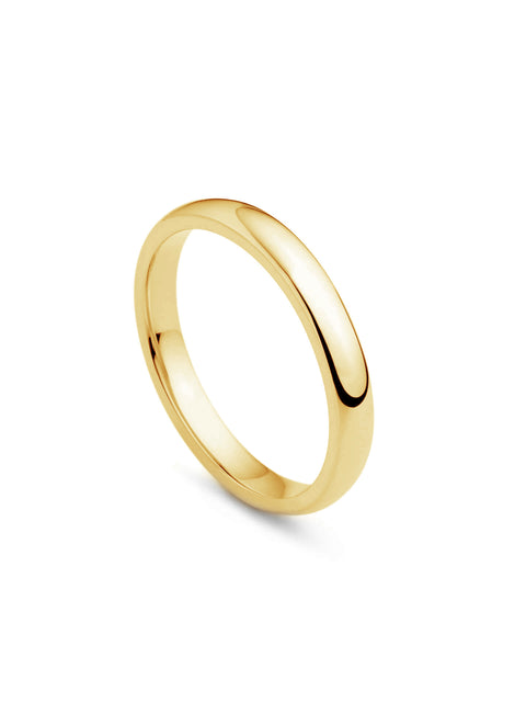 Classic Men's Court Shaped Yellow Gold Band (3mm Width)