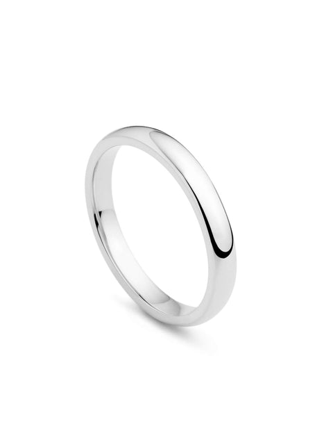 Classic Court Shaped Platinum Wedding Band (3mm Width)