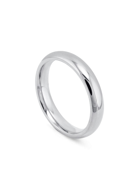 Classic Men's Court Shaped Platinum Wedding Band (5mm Width)