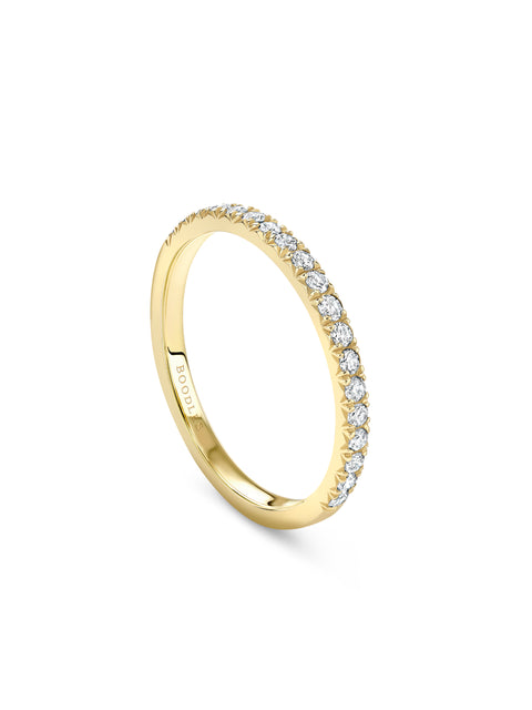 Vintage Half-Hoop Yellow Gold Diamond Wedding Band