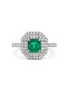 Vintage Emerald Double Row Platinum Ring