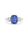 Trilogy Sapphire Cushion Platinum Engagement Ring