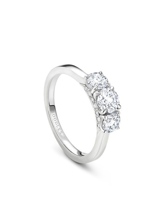 Trilogy Round Brilliant Platinum Diamond Engagement Ring