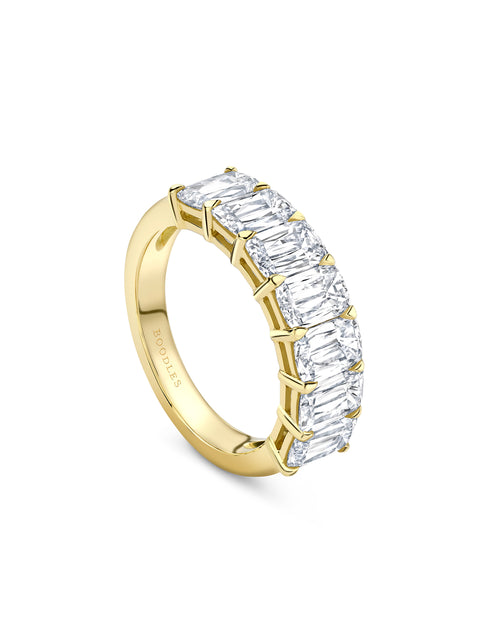 Ashoka Diamond Seven Stone Half Yellow Gold Eternity Ring