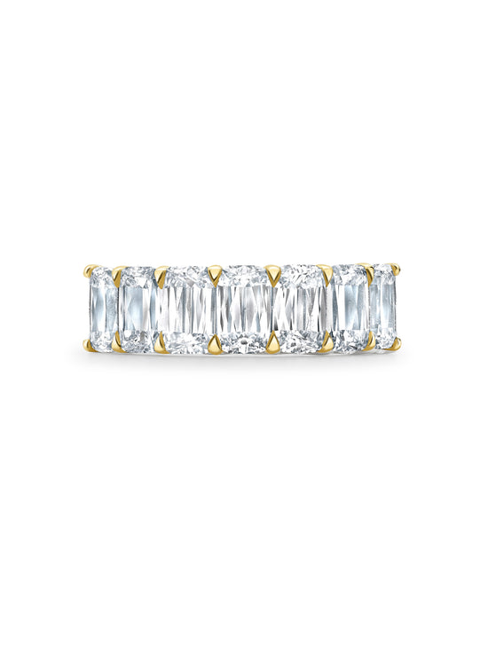 Ashoka Diamond Seven Stone Half Yellow Gold Eternity Ring