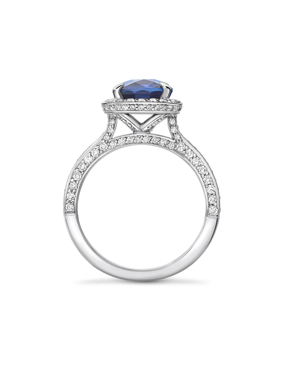 Vintage Cushion Blue Sapphire Engagement Ring