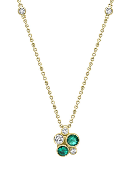 Raindance Yellow Gold Emerald Cluster Pendant