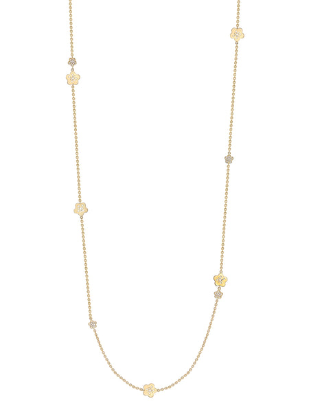 Blossom Long Yellow Gold Charm Necklace