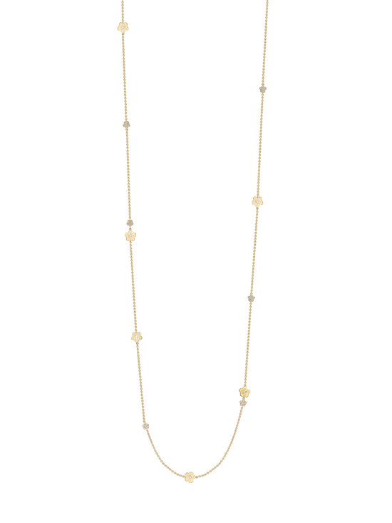 Blossom Long Yellow Gold Charm Necklace