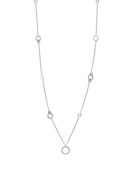 Long Roulette White Gold Diamond Necklace