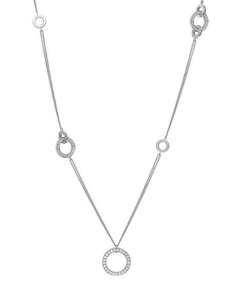 Long Roulette White Gold Diamond Necklace