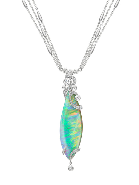 Greenfire Opal Diamond Pendant