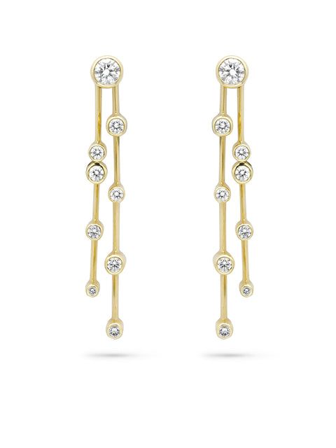 Raindance Long Yellow Gold Diamond Earrings