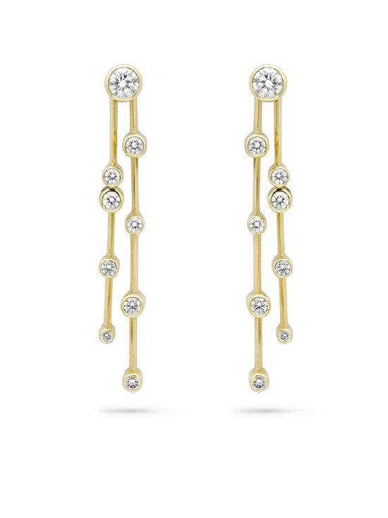 Raindance Long Yellow Gold Diamond Earrings