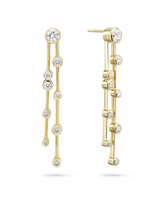 Raindance Long Yellow Gold Diamond Earrings