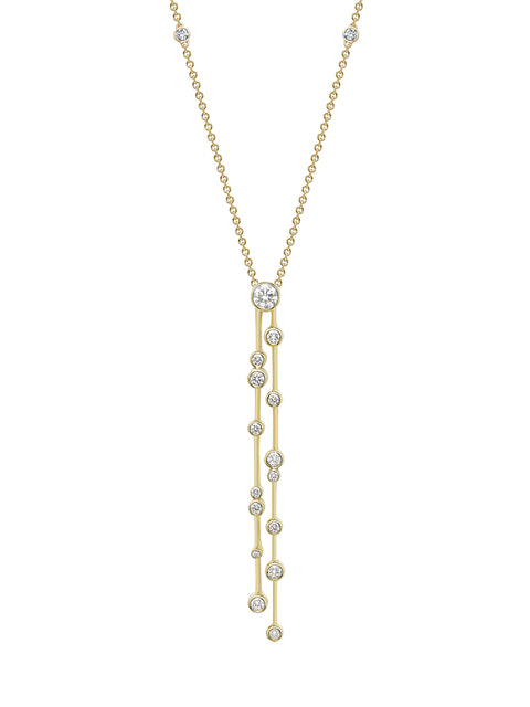 Raindance Double Drop Yellow Gold Diamond Pendant